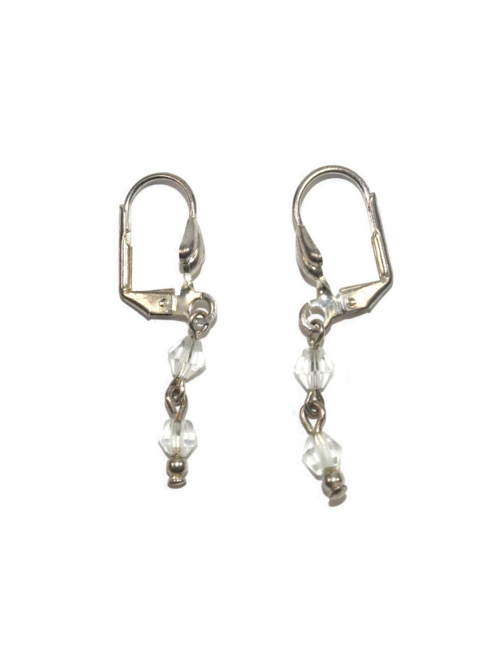 Vintage Silver Tone and Crystal Dangle Earrings with Latch Backs.